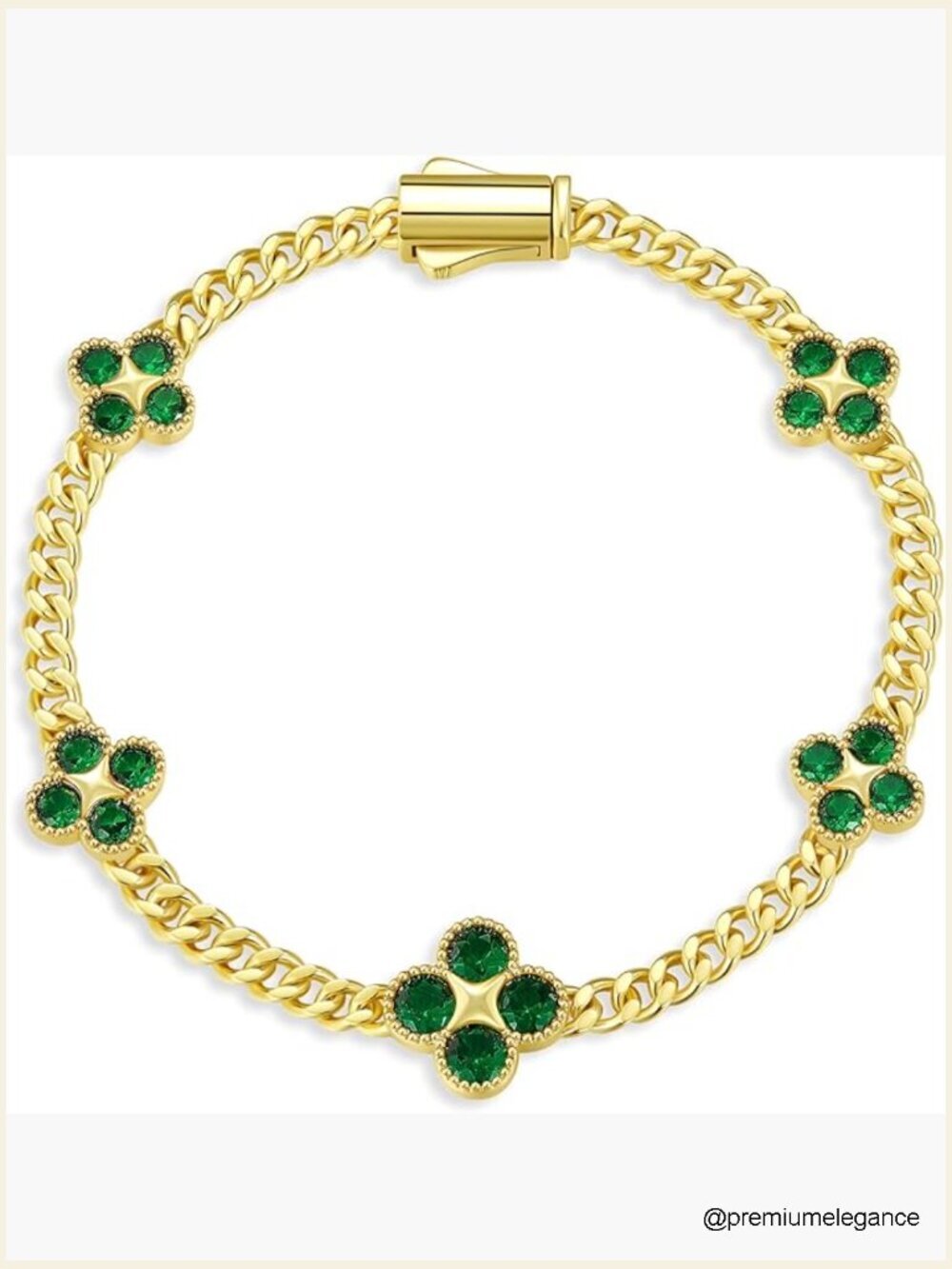 14K Gold Filled Birthstone Clover Charm Bracelet